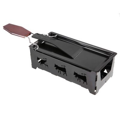 Candlelight Cheese Raclette with Foldable Handle, Portable Tea Light Raclette Set Non-Stick Cheese Raclette Melter Pan Stove Set