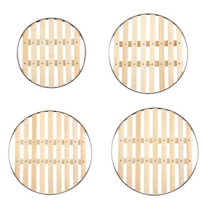 Stainless Steel 4pcs Bamboo Liners Pad Inserts Round Cooling Cooking Racks Kitchen Mat Rack for Canning Air Fryer and Pressure Cooker 30cm Veggie
