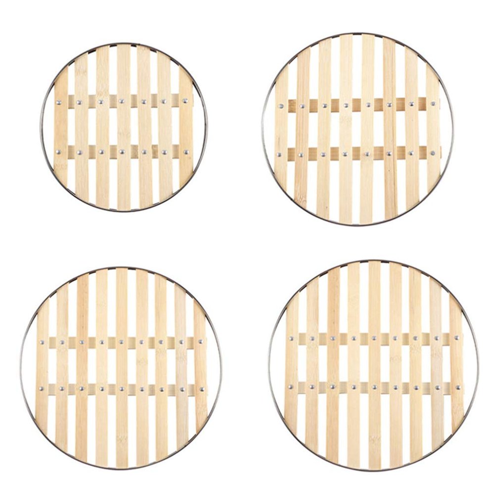 Stainless Steel 4pcs Bamboo Liners Pad Inserts Round Cooling Cooking Racks Kitchen Mat Rack for Canning Air Fryer and Pressure Cooker 30cm Veggie