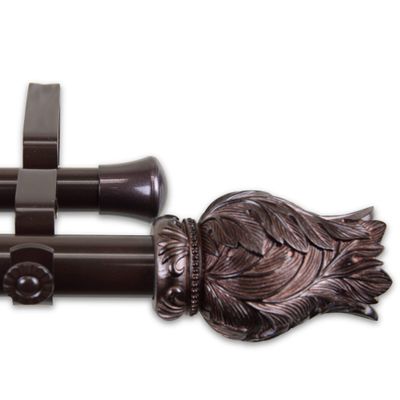 126.25" Bronze Solid Contemporary Double Curtain Rod