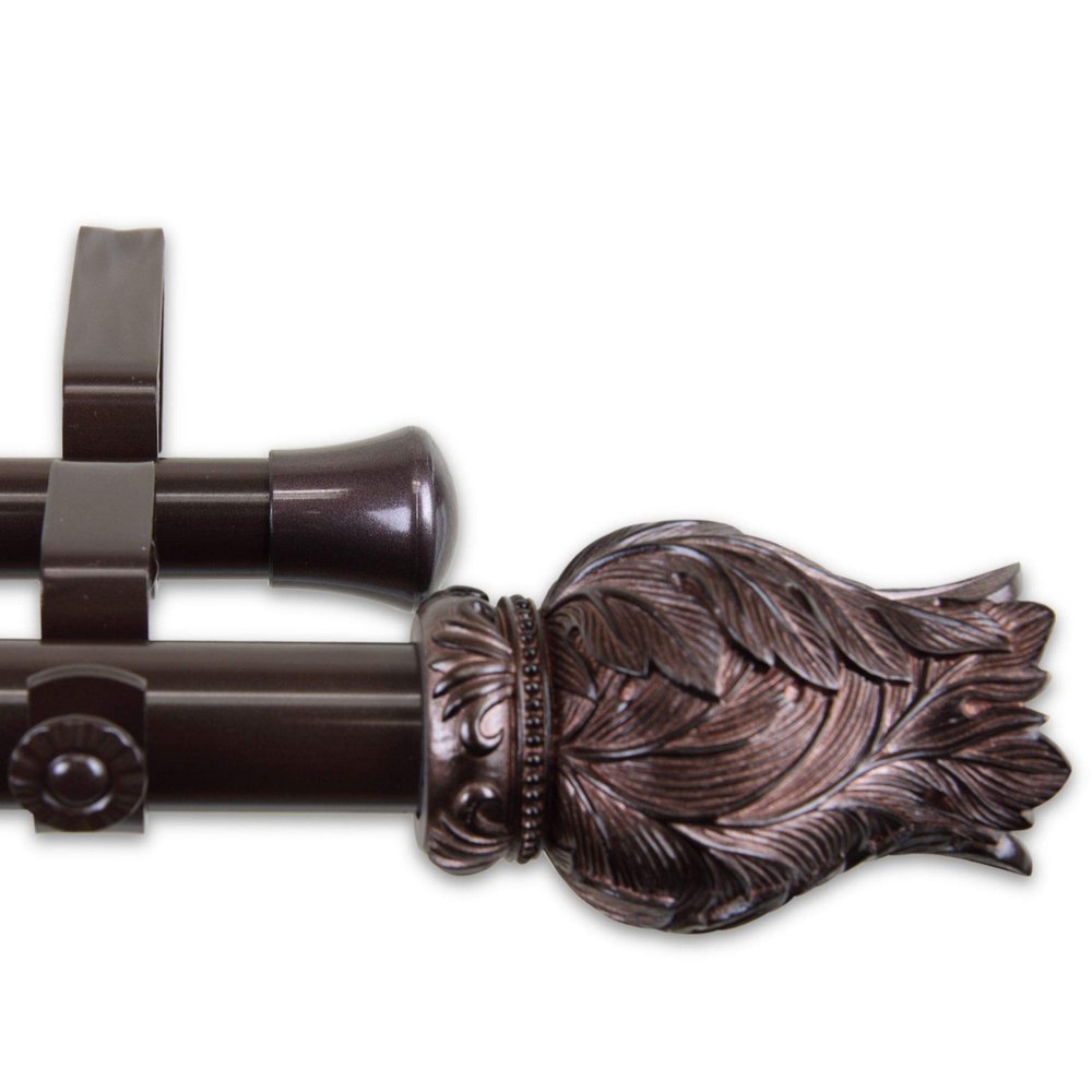 126.25" Bronze Solid Contemporary Double Curtain Rod