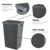 CURVER Jute Laundry Box 58 L - Dirty Laundry Bin with Lid - Good Ventilation - Ergonomic Handles - for Bathroom or Laundry Room - 70% Recycled - 43 x 34 x 58.2 cm - Grey view 2