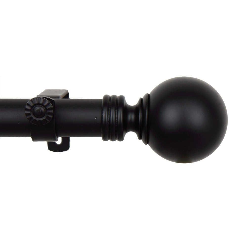126" Black Solid Contemporary Round Single Curtain Rod