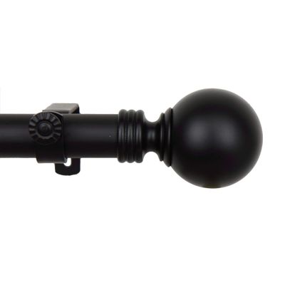 246" Black Round Single Curtain Rod With a Circular Knob