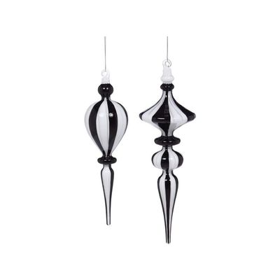 Mark Roberts 38-13392 2 Blown Glass Hanging Ornaments, Grand Stripes Finial 9-11 Inches