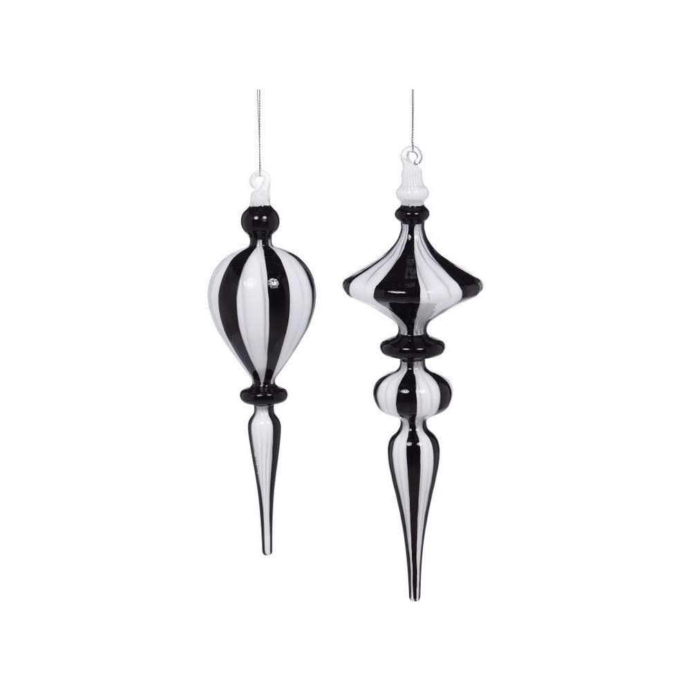 Mark Roberts 38-13392 2 Blown Glass Hanging Ornaments, Grand Stripes Finial 9-11 Inches