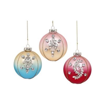 Mark Roberts 2021 Fancy Jewel Ball Ornament 4'' - Assortment of 3 - Luxurious Christmas Tree Ornaments for Holiday Decoration