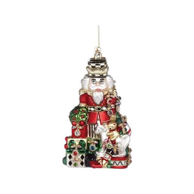 Mark Roberts 2021 Jeweled Nutcracker Christmas Ornaments: Red/Green 8" Hanging Decor for Festive Christmas Tree Decoration