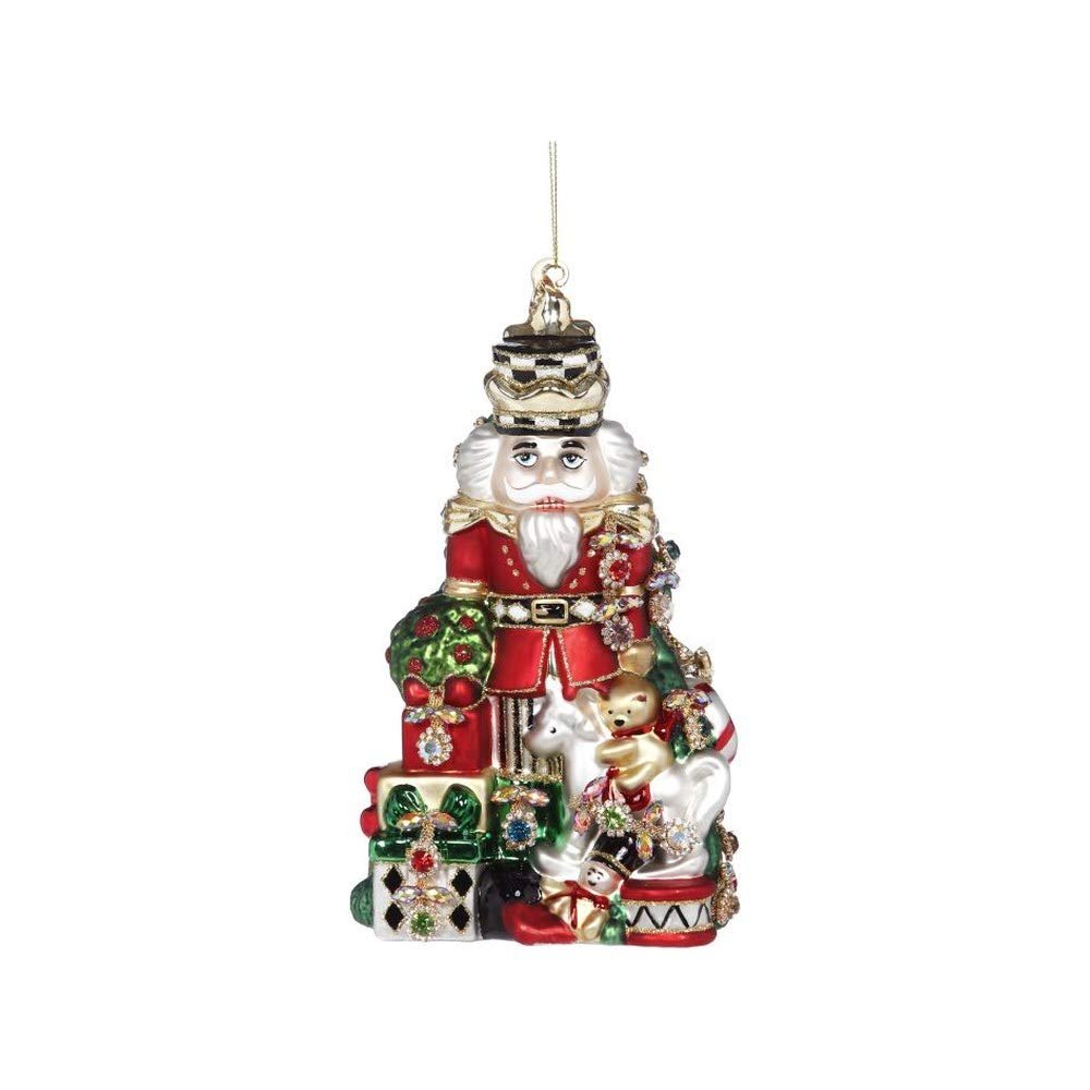Mark Roberts 2021 Jeweled Nutcracker Christmas Ornaments: Red/Green 8" Hanging Decor for Festive Christmas Tree Decoration