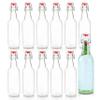 Ilyapa 12oz Clear Glass Beer Bottles for Home Brewing - 12 Pack with Flip Caps for Beer Bottling view 1