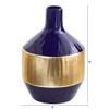 Nearly Natural 9in. Lux Blue Ceramic Vase with Gold Band view 2