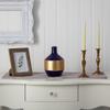 Nearly Natural 9in. Lux Blue Ceramic Vase with Gold Band view 3