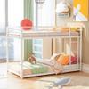 Bellemave Twin Over Twin Metal Bunk Bed, Metal Low Profile Bunk Beds with Guardrail and Ladder, Space Saving, No Boxing Spring Needed, White view 1
