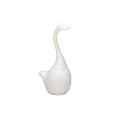 qiuqiu Bathroom Toilet Bowl Brush and Holders Set,Toilet Brush with Long Handle Full-Closed and Ceramic Base, Bathroom Cleaning Brush-White