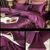 100% Satin Queen/Full Size 5 Piece Purple Duvet Cover Set,600 TC with Hidden Zipper & Corner Ties Rich Silk Super Soft Silk Like Satin Duvet Covers Set - (1 Duvet Cover with 4 Pillowcase) view 2
