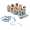 12pcs Rosary in Glass Bottle Beaded Necklace w/Crucifix Cross Charm w/Orgazna Bag Baptism/Christiening Favors Recuerdos de Bautizo(Blue) view 1