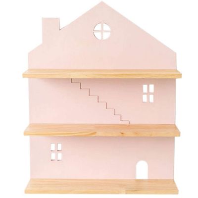 Floating Shelves Nordic Style Clapboard, Girl's Bedroom Wall Shelf, Home Storage Wall Mount Rack, House Shape Wall Decoration, Easy to Install (Color : Pink, Size : 40 * 9 * 52cm)