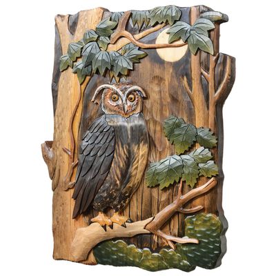 BLACK FOREST DECOR Wise Owl Wood Wall Art