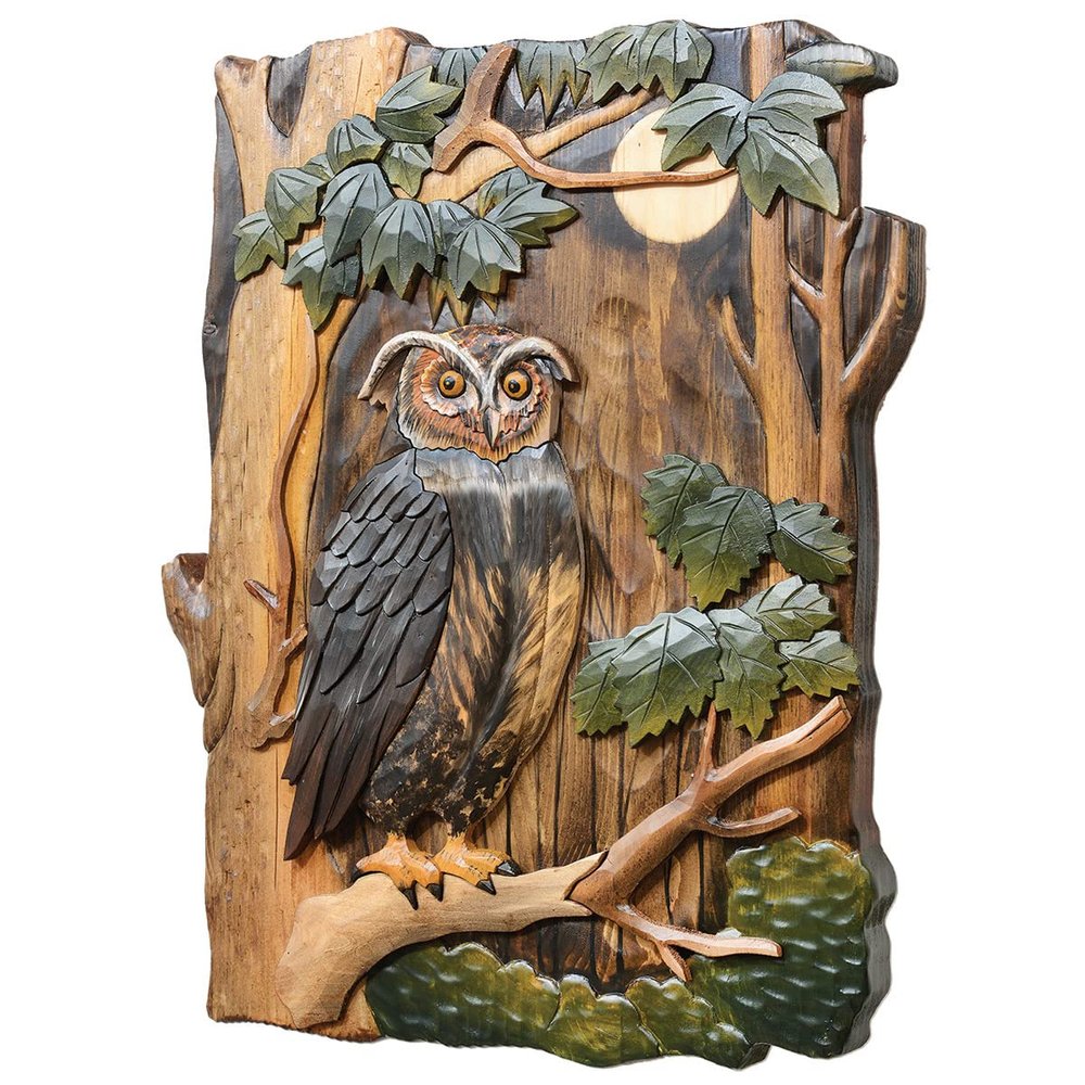 BLACK FOREST DECOR Wise Owl Wood Wall Art