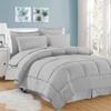 8Pcs Comforter Bedding Collection 100% Cotton 500 GSM Bed in A Bag 1Comforter,1Fitted Sheet 15''DP,1Flat Sheet,2Pillow Shams,2Pillow Cases,1Pleated Bed Skirt 15''Drop,Cal-King/Silver Stripe view 1