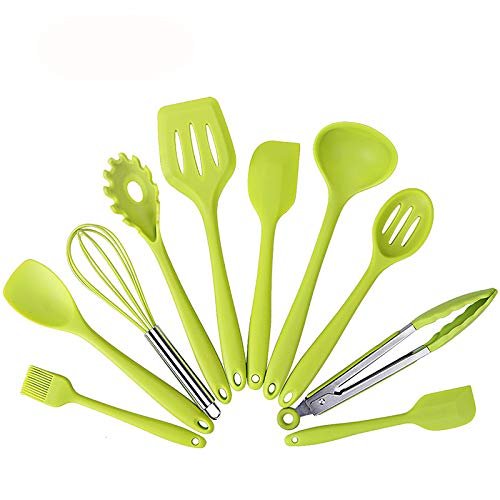 10Pcs/Set Silicone Heat Resistant Kitchen Cooking Utensils Non-Stick Baking Tool Tongs ladle Gadget DISHWASHER SAFE FOOD GRADE SILICONE