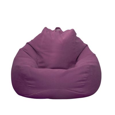 WXFN Classic Lazy Lounger Chair Bean Bag Covers (Without Filler) Made of Fine Cotton Linen Fabric with Side Pockets and Hidden Zip,Purple,XL