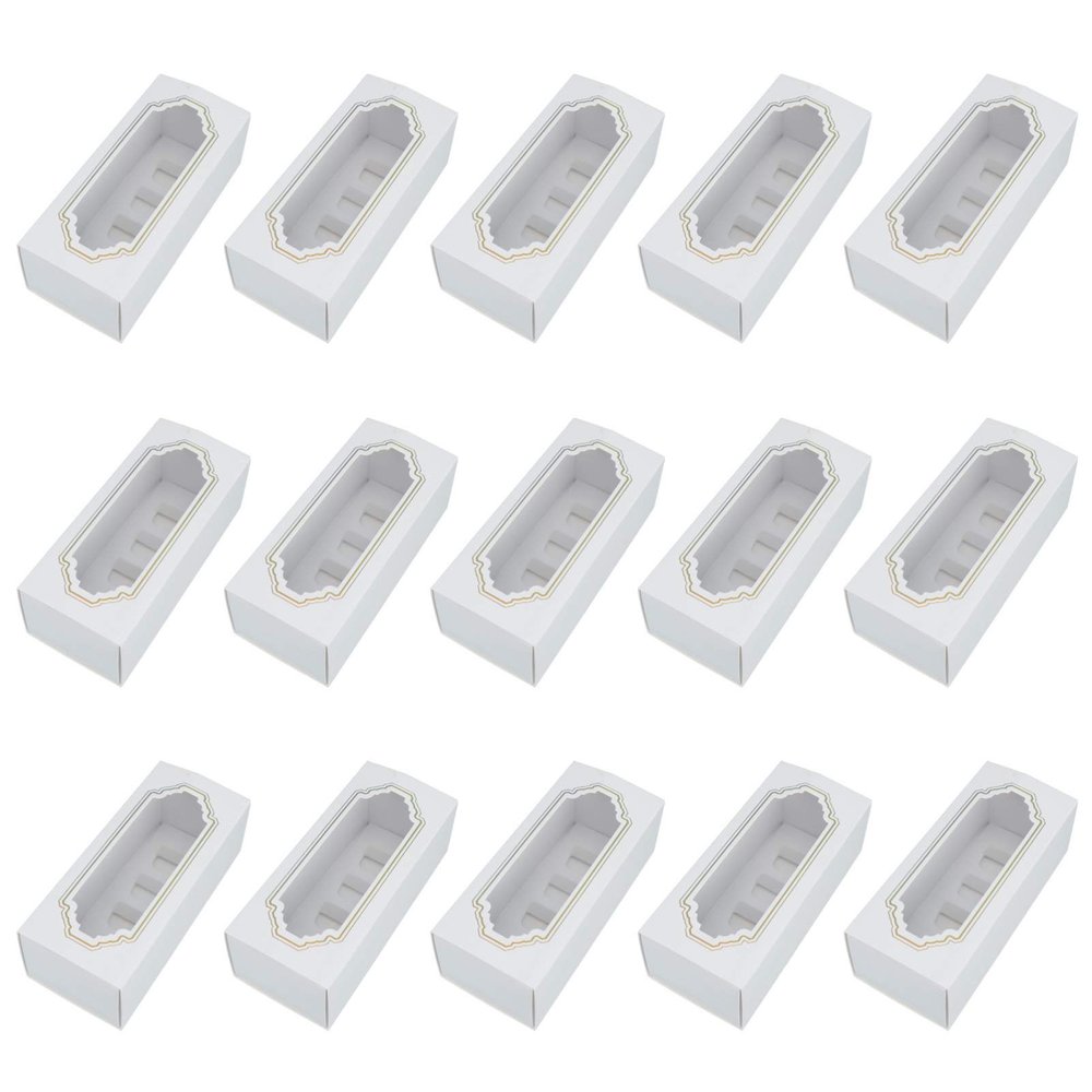 Cabilock 15pcs Macaron Box with Clear Window Macarons Capacity Sturdy Dessert Packaging for Bakery Treats for Gifting and Special Occasions