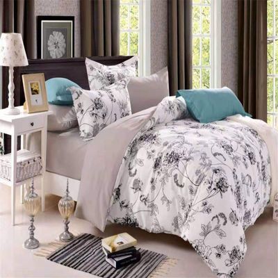 MATCOM 3 Pieces Polyester Cover Sets with Plant Flowers Washed Microfiber Bedding Set with Pillowcase Ultra Soft and Breathable Twin Queen Size Quilt Covers (Queen)