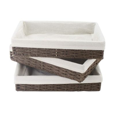 3Pcs Paper Rope Woven Storage Baskets, Delicate Storage Box for Shelves/Bathroom/Kitchen/Living Room/Office Desk/Bedroom. (Brown)