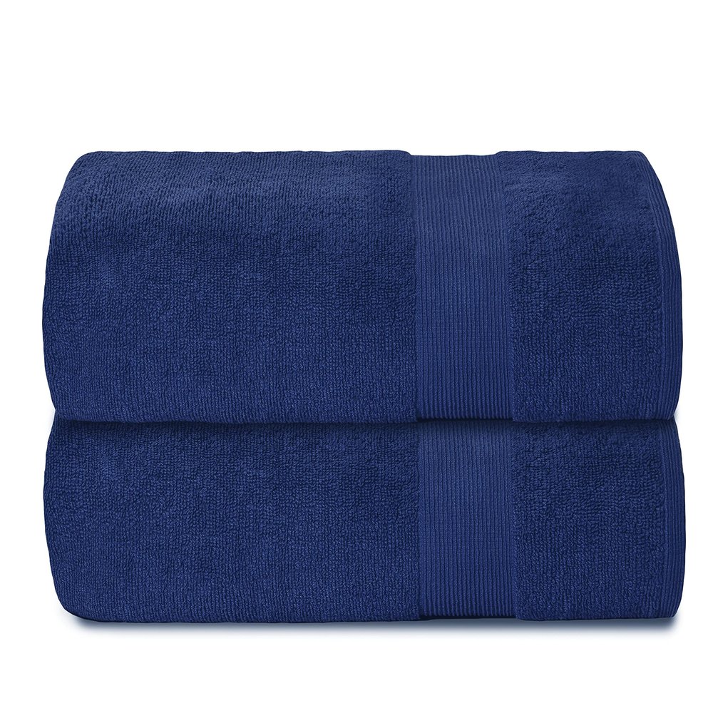 Belizzi Home Premium Cotton Oversized 2 Pack Bath Sheet 35x70-100% Pure Cotton - Ideal for Everyday use - Ultra Soft & Highly Absorbent - Machine Washable - Navy Blue