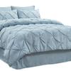 8Pcs Pinch Pleated Comforter Bedding Collection 100% Cotton 500 GSM in A Bag 1Comforter,1Fitted Sheet 15''DP,1Flat Sheet,2Pillow Shams,2Pillow Cases,1Pleated Bed Skirt 15''Drop,Twin/Pinch Light Blue view 1