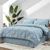 8Pcs Pinch Pleated Comforter Bedding Collection 100% Cotton 500 GSM in A Bag 1Comforter,1Fitted Sheet 15''DP,1Flat Sheet,2Pillow Shams,2Pillow Cases,1Pleated Bed Skirt 15''Drop,Twin/Pinch Light Blue view 2