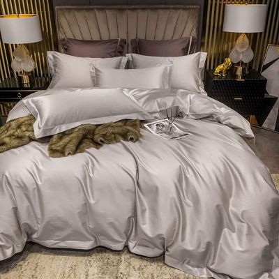 100% Satin Queen/Full Size 5 Piece Silver Duvet Cover Set,600 TC with Hidden Zipper & Corner Ties Rich Silk Super Soft Silk Like Satin Duvet Covers Set - (1 Duvet Cover with 4 Pillowcase)