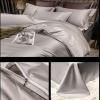 100% Satin Queen/Full Size 5 Piece Silver Duvet Cover Set,600 TC with Hidden Zipper & Corner Ties Rich Silk Super Soft Silk Like Satin Duvet Covers Set - (1 Duvet Cover with 4 Pillowcase) view 2