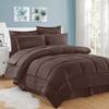 8Pcs Comforter Bedding Collection 100% Cotton 500 GSM Bed in A Bag 1Comforter,1Fitted Sheet 15''DP,1Flat Sheet,2Pillow Shams,2Pillow Cases,1Pleated Bed Skirt 15''Drop,Queen/Chocolate Stripe view 1