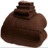 8Pcs Comforter Bedding Collection 100% Cotton 500 GSM Bed in A Bag 1Comforter,1Fitted Sheet 15''DP,1Flat Sheet,2Pillow Shams,2Pillow Cases,1Pleated Bed Skirt 15''Drop,Queen/Chocolate Stripe view 2