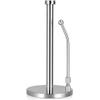 Kitchen Roll Holder, Free Standing Stainless Steel Paper Towel Holder Vertical Design with Spring Metal Pole Stand One-Handed Operation Paper Towel Dispenser view 4