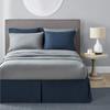 8Pcs Reversible Comforter Bedding Set 100% Cotton 500 GSM in A Bag 1Comforter,1Fitted Sheet 15''DP,1Flat Sheet,2Pillow Shams,2Pillow Cases,1Pleated Bed Skirt 15''Drop,Full-Navy/Gray view 3
