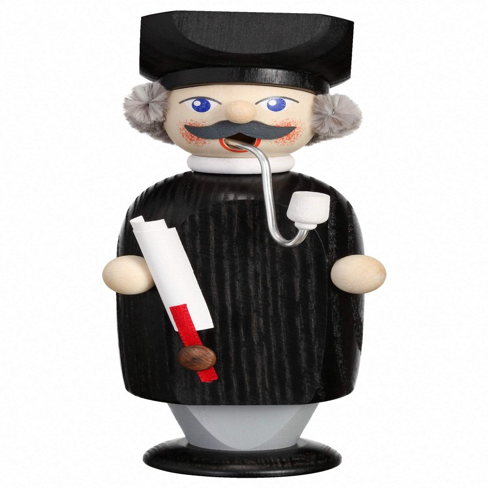 Seiffener Volkskunst German Incense Lawyer, Height 14 cm / 6 inch, Original Erzgebirge