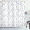 Ambesonne Mushroom Shower Curtain, Monochrome Digital Pencil Drawing Magic Garden Produce Sketch Illustration Print, Cloth Fabric Bathroom Decor Set with Hooks, 69" W x 75" L, Dark Petrol view 1