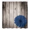 Ambesonne Rustic Shower Curtain, Flower Red Dahlia on Foreground of Murky Featured Dated Wooden Board Retro Art Print, Cloth Fabric Bathroom Decor Set with Hooks, 69" W x 84" L, Royal Blue view 2