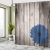 Ambesonne Rustic Shower Curtain, Flower Red Dahlia on Foreground of Murky Featured Dated Wooden Board Retro Art Print, Cloth Fabric Bathroom Decor Set with Hooks, 69" W x 84" L, Royal Blue view 4