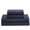 8Pcs Comforter Bedding Collection 100% Cotton 500 GSM Bed in A Bag 1Comforter,1Fitted Sheet 15''DP,1Flat Sheet,2Pillow Shams,2Pillow Cases,1Pleated Bed Skirt 15''Drop,Queen/Navy Stripe view 3
