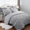 8Pcs Pinch Pleated Comforter Bedding Collection 100% Cotton 500 GSM in A Bag 1Comforter,1Fitted Sheet 15''DP,1Flat Sheet,2Pillow Shams,2Pillow Cases,1Pleated Bed Skirt 15''Drop,Twin XL/Pinch Gray view 2