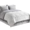 8Pcs Reversible Comforter Bedding Set 100% Cotton 500 GSM in A Bag 1Comforter,1Fitted Sheet 15''DP,1Flat Sheet,2Pillow Shams,2Pillow Cases,1Pleated Bed Skirt 15''Drop,Twin-White/Gray view 1