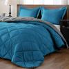 3 PC-All Season Reversible Comforter/Blanket with 2 Pillow Shams-100% Pure Cotton-500 GSM Box Stitched Poly Fill Cal-King/King-Ocean/Gray Elegant Design Breathable and Lightweight Comforter view 1