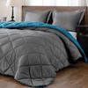 3 PC-All Season Reversible Comforter/Blanket with 2 Pillow Shams-100% Pure Cotton-500 GSM Box Stitched Poly Fill Cal-King/King-Ocean/Gray Elegant Design Breathable and Lightweight Comforter view 2