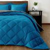 3 PC-All Season Reversible Comforter/Blanket with 2 Pillow Shams-100% Pure Cotton-500 GSM Box Stitched Poly Fill Cal-King/King-Ocean/Gray Elegant Design Breathable and Lightweight Comforter view 3