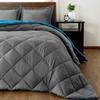 3 PC-All Season Reversible Comforter/Blanket with 2 Pillow Shams-100% Pure Cotton-500 GSM Box Stitched Poly Fill Cal-King/King-Ocean/Gray Elegant Design Breathable and Lightweight Comforter view 4
