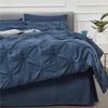8Pcs Pinch Pleated Comforter Bedding Collection 100% Cotton 500 GSM in A Bag 1Comforter,1Fitted Sheet 15''DP,1Flat Sheet,2Pillow Shams,2Pillow Cases,1Pleated Bed Skirt 15''Drop,Queen/Pinch Navy view 3